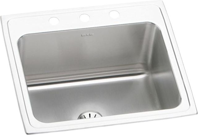 Elkay Lustertone® Classic Lustrous Satin 25" x 22" x 10-3/8" 3-Hole Single Bowl Drop-In Sink with Perfect Drain®-0