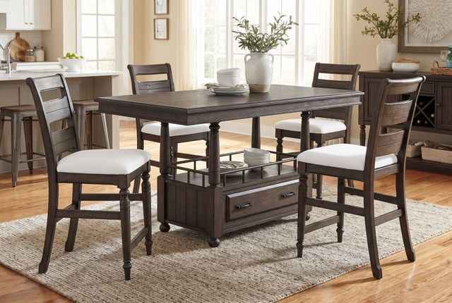 Bernards Bellamy Lane 5-Piece Beige/Brown Counter Dining Table Set-1