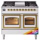 Ilve® Nostalgie II Noblesse 40'' Custom RAL Color Pro Style Dual Fuel Range with Brass Trim-0