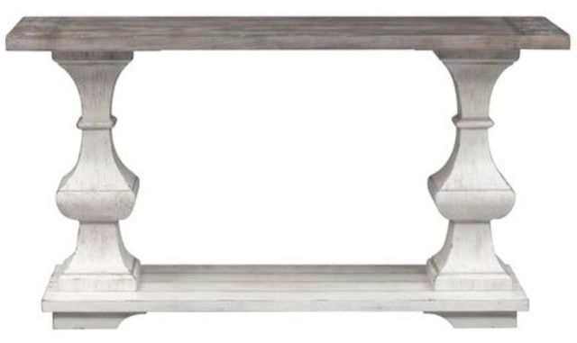 Liberty Furniture Sedona Gravel Sofa Table with Heavy Distressed White Base-2