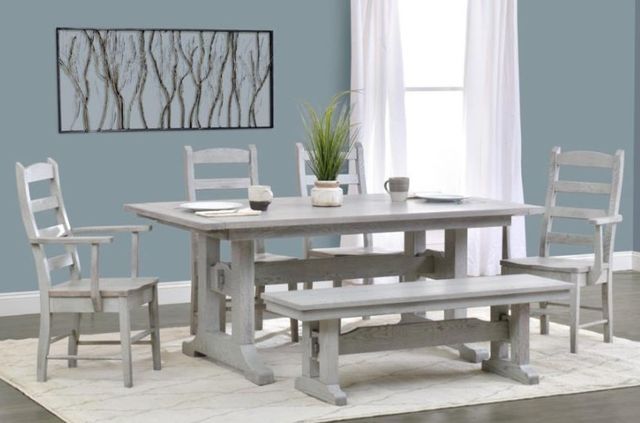 Urban Collections by Yutzy Woodworking Mission Trestle Sea Glass/Retreat White Oak 62" Dining Bench-1