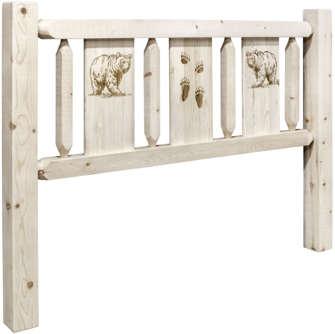 Montana Woodworks® Homestead Clear Lacquer California King Headboard with Laser Engraved Bear Design