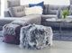 Moe's Home Collection Lamb Fur Black Snow Pouf-1
