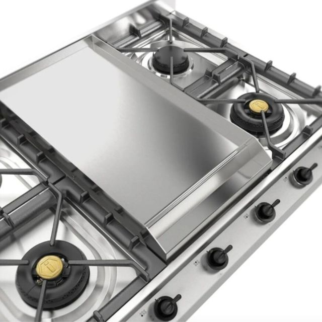 Ilve Nostalgie II 36” Stainless Steel Gas Cooktop with 6 Burners, Griddle and Burnished Trim-4