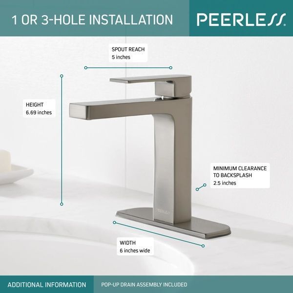 Peerless Xander® Brushed Nickel Single Handle Hi-Arc Bathroom Faucet-3