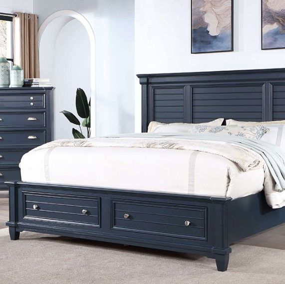 Furniture of America® Manzanillo 4-Piece Slate Blue Queen Bedroom Set-1