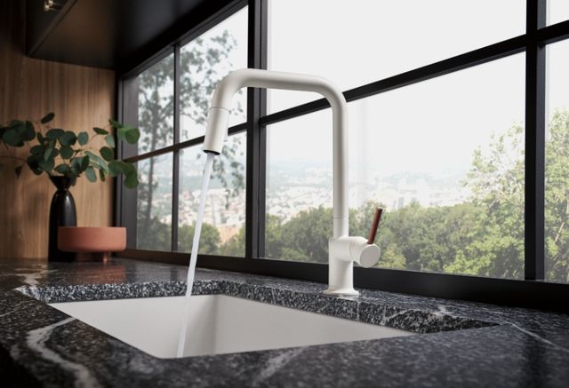 Brizo Jason Wu Matte White/Wood Pull-Down Faucet Wood Lever Handle Kit-3