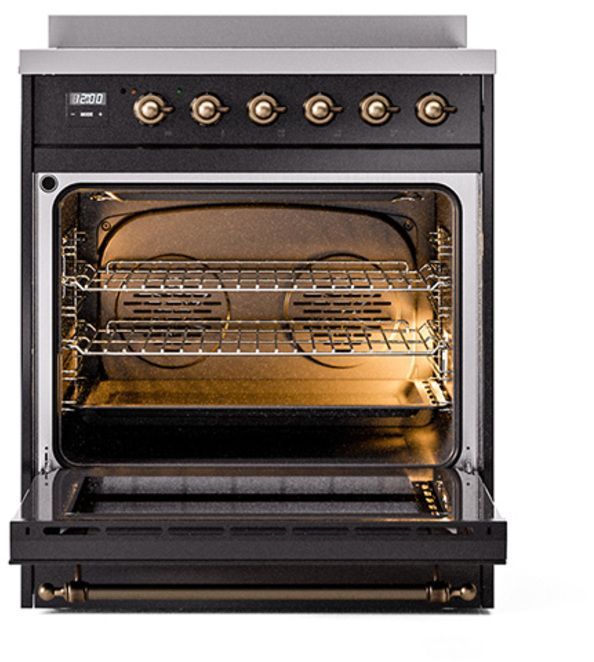 Ilve® Nostalgie II Series 30" Glossy Black Pro Style Induction Range-1