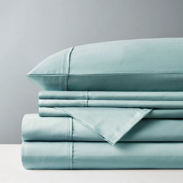 Olliix by Madison Park 6 Piece Aqua Queen 800 Thread Count Cotton Rich Sateen Sheet Set-3