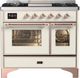 Ilve® Majestic III 40" Antique White Pro Style Dual Fuel Natural Gas Range with Triple Glass Door and Copper Trim-0