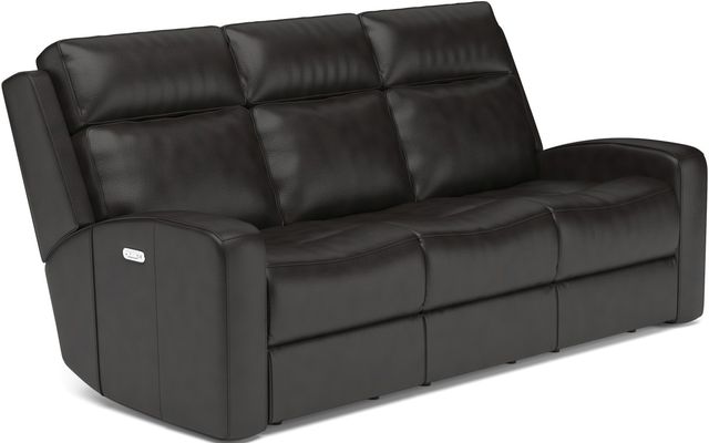 Flexsteel® Cody Grey Leather Power Reclining Sofa with Power Headrest-0
