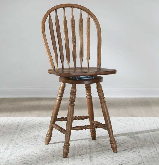 Liberty Furniture Carolina Crossing Windsor Antique Honey Swivel Counter Stool-1