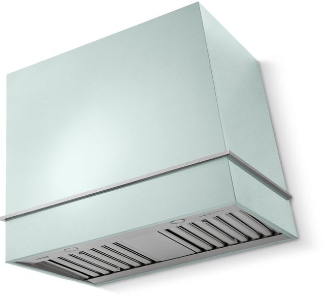 La Cornue Cornufé Loge 36" Roquefort Wall Mounted Range Hood with Satin Chrome Trim-0