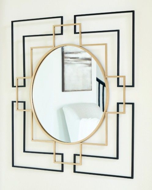 Signature Design by Ashley® Oceanal Black/Gold Accent Mirror-4
