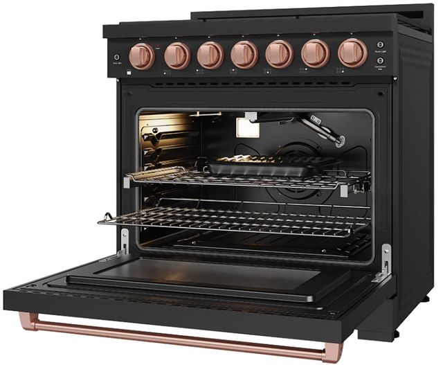 Thor Kitchen Gordon Ramsay Collection 36" Black Pro Style Liquid Propane Range with Precision Knob Control and Rose Gold Trim-4