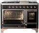 Ilve® Majestic III 48" Glossy Black Pro Style Dual Fuel Natural Gas Range with Triple Glass Door and Copper Trim-2