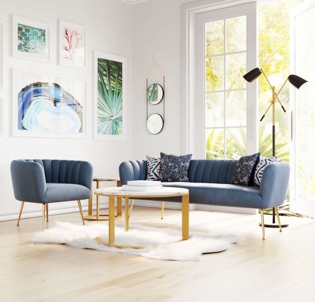 Zuo® Modern Deco Gray/Gold Sofa-2