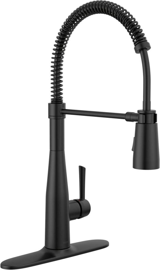 Delta Essa® Matte Black Single Handle Pull-Down Spring Kitchen Faucet-3