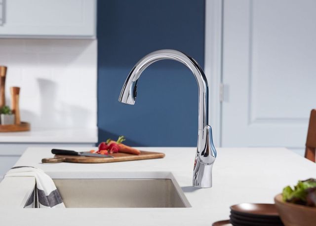 KOHLER® Rival® Polished Chrome Pull-Down Kitchen Sink Faucet with 2-Function Sprayhead-4
