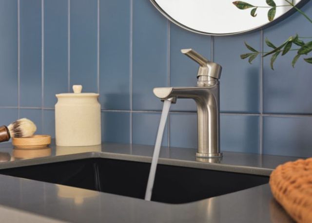 Peerless Flute™ Brushed Nickel 8" Single Top Handle Lavatory Faucet-3