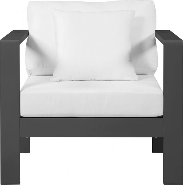 Meridian Furniture Nizuc White Waterproof Fabric Outdoor Patio Aluminum Arm Chair-3
