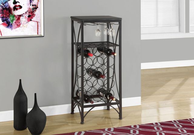 Monarch Specialties Inc. Black Metal 40" Wine Bottle and Glass Rack Home Bar-2