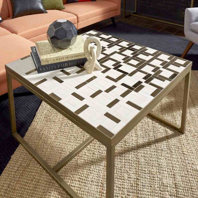 homestyles® Geometric II Bronze Coffee Table with Cream Mosaic Tile Top-4