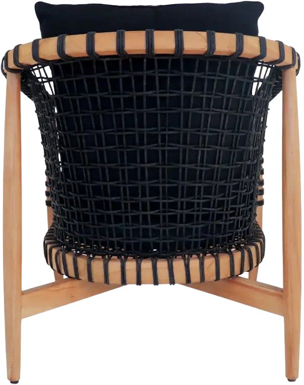 Moe's Home Collection Kuna Natural Teak Outdoor Lounge Chair with Black Fabric Cushions-3