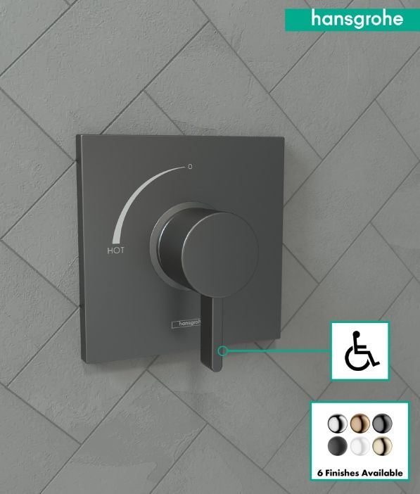 Hansgrohe Ecostat Square Brushed Black Chrome Pressure Balance Trim-3