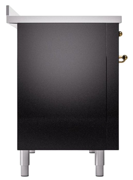 Ilve® Nostalgie II Noblesse 48'' Glossy Black Pro Style Induction Range with Brass Trim-2