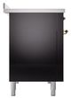 Ilve® Nostalgie II Noblesse 48'' Glossy Black Pro Style Induction Range with Brass Trim-2