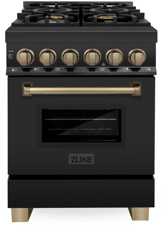 ZLINE Autograph Edition 24" Black Stainless Steel Pro Style Dual Fuel