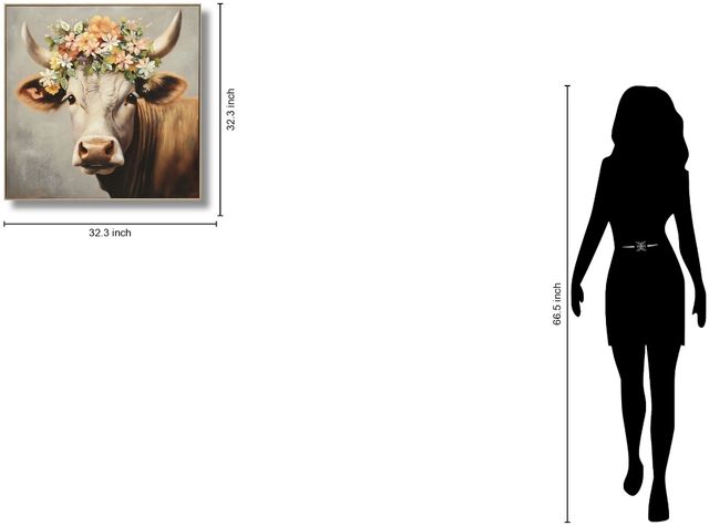 Classy Living Contemplative Blossom-Crowned Bovine Charm Wall Art-2