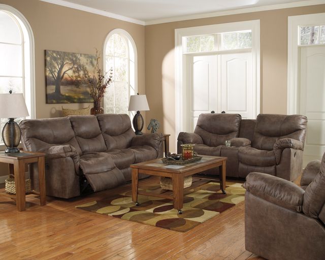 Signature Design by Ashley® Alzena Gunsmoke Double Reclining Loveseat-3