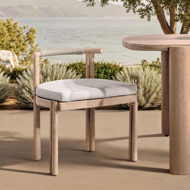 Classic Home Oliver 2-Piece Butterscotch Fabric/Wooden Outdoor Dining Chair Set-1