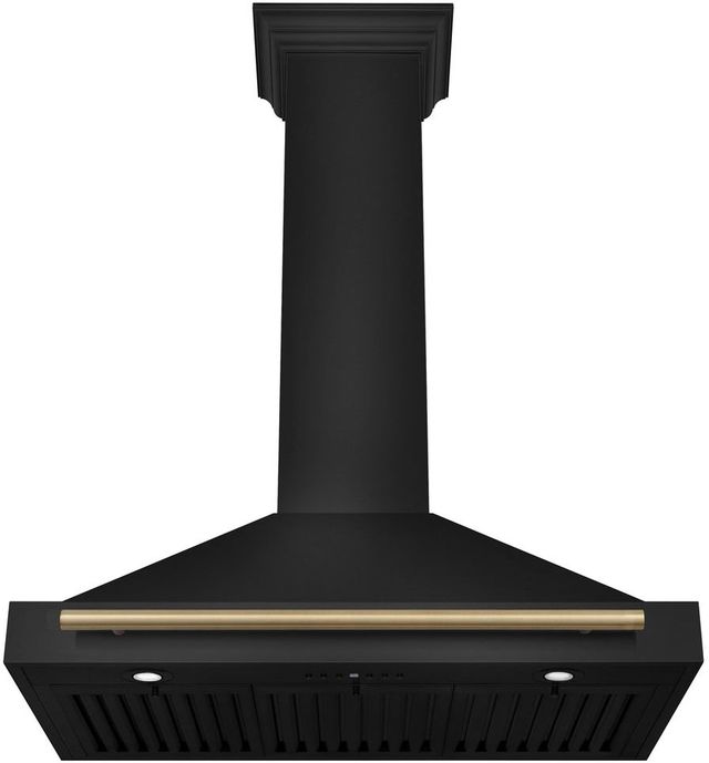 ZLINE Autograph Edition 36" Black Stainless Steel Wall Mounted Range Hood with Champagne Bronze Handle-1