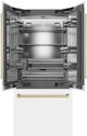 ZLINE Autograph Edition 36" 19.6 Cu. Ft. White Matte Built-In French Door Refrigerator with Champagne Bronze Accents-1