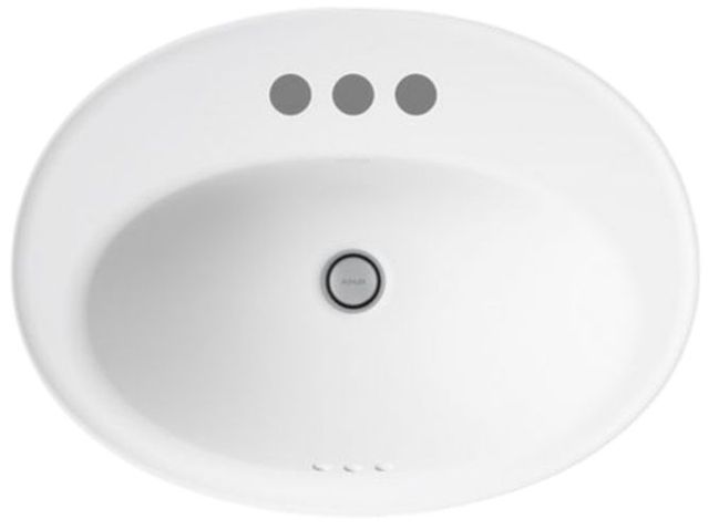 Kohler Serif® White 22.25" Oval Drop-In Bathroom Sink 3-Holes-1