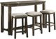 Elements International Stone 4-Piece Gray Occasional Bar Table Set-0