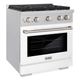 ZLINE 30" Satin Stainless Steel Pro Style Gas Range with White Matte Door-2