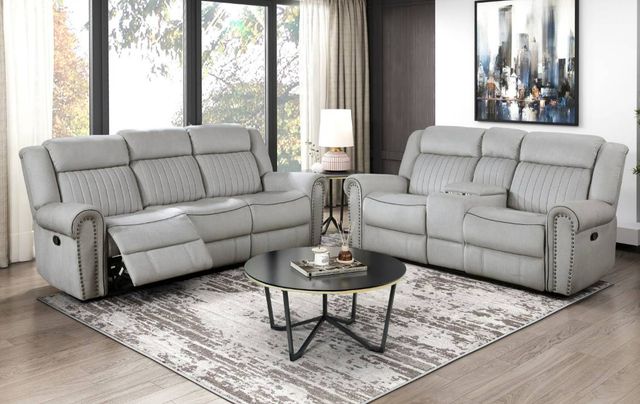Homelegance® Brennen Mist Double Manual Reclining Sofa-1