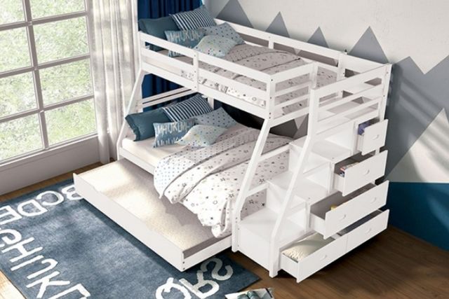 Furniture of America® Ellington White Twin/Full Bunk Bed-1