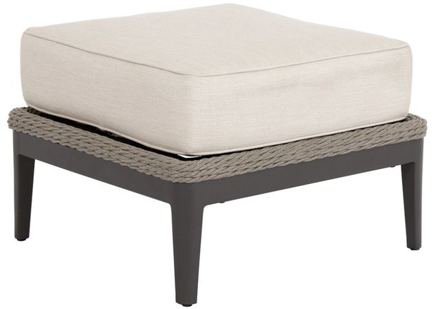 Sunset West Marbella Stone Gray Aluminum/Olefin Rope Outdoor Ottoman with Echo Ash Cushion-0