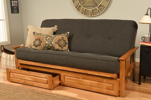Kodiak Furniture Monterey Linen Charcoal/Butternut Full Storage Futon with Mattress-1