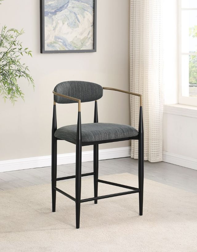 Coaster® Tina 2-Piece Black/Dark Gray Upholstered Counter Stool Set-1