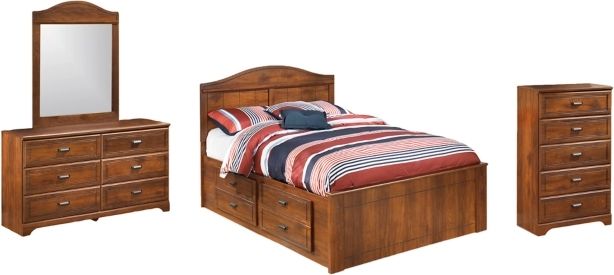 Signature Design by Ashley® Barchan 4-Piece Medium Brown Full Panel Bed Set-0