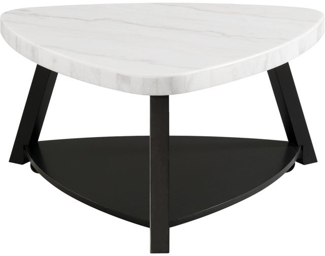 Elements International Trinity White Coffee Table with Black Base-1