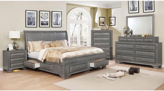Mazin Furniture Milton Grey King Storage Bed-1