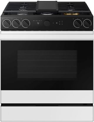 Samsung Bespoke 30" White Glass Slide In Gas Range