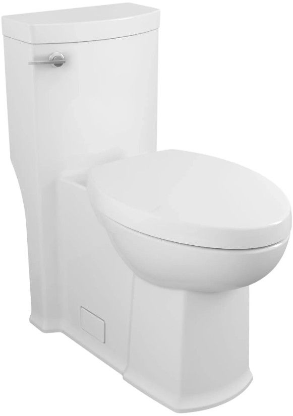 American Standard Boulevard White One-Piece Chair Height Right-Hand Trip Lever Elongated Toilet with Seat-0